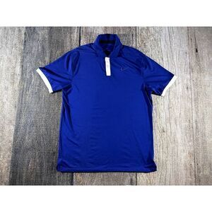 Nike Golf Dri Fit Blue White Polo Shirt Men's Medium Dri-Fit Golfing